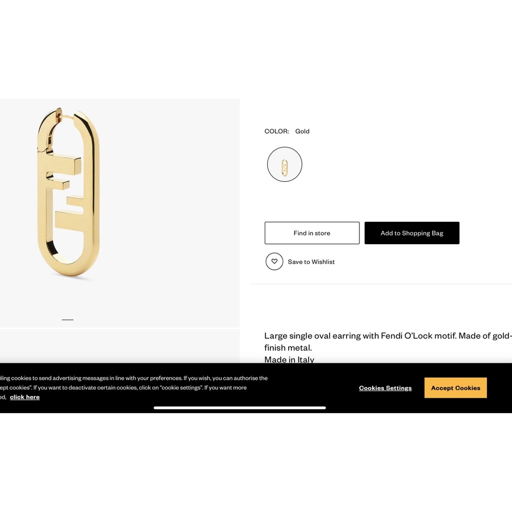 COPY - Fendi Earring (sold separately in store) PAIR (purchased 2) in gold, new…